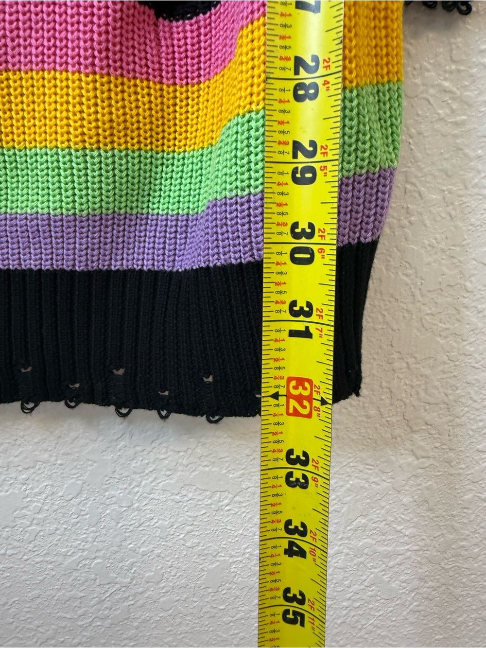 Killstar Good Vibes Knit Sweater Dress Rainbow Distressed Off Shoulder NWT XXL - Picture 3 of 13